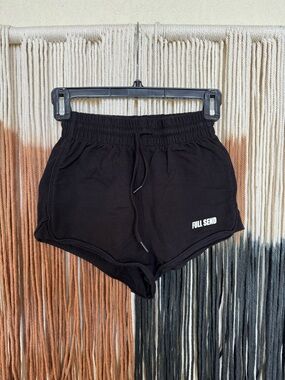 Full Send black & white high waisted, cheeky shorts; perfect condition